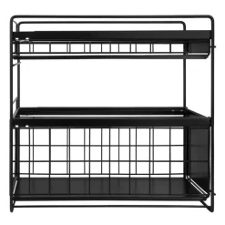 QUVIO Kruidenrek metaal met 2 lades - Zwart