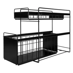 QUVIO Kruidenrek metaal met 2 lades - Zwart