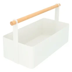 QUVIO Opbergbak met handvat - Metaal - Wit