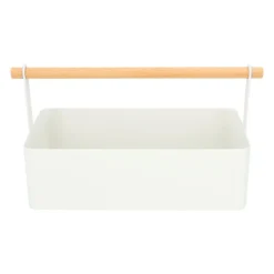 QUVIO Opbergbak met handvat - Metaal - Wit