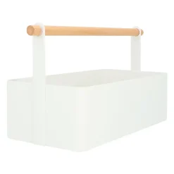 QUVIO Opbergbak met handvat - Metaal - Wit