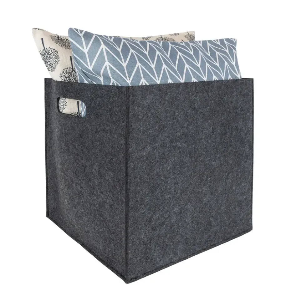 QUVIO Opbergbak vilt vierkant - Grijs
