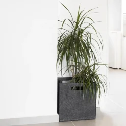 QUVIO Opbergbak vilt vierkant - Set van 2 - Grijs