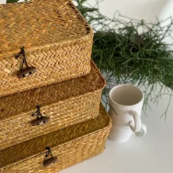 QUVIO Opbergmand - Maat S - Rotan - Bruin