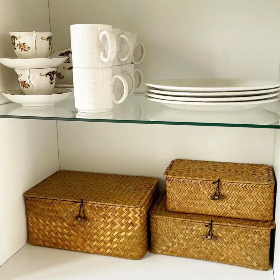 QUVIO Opbergmand - Maat S - Rotan - Bruin