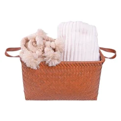 QUVIO Opbergmand gevlochten - Rechthoek - Rotan - 38x28x24 cm - Bruin