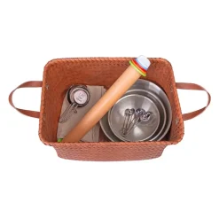 QUVIO Opbergmand gevlochten - Rechthoek - Rotan - 38x28x24 cm - Bruin