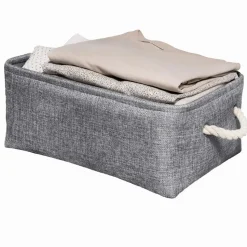 QUVIO Opbergmand met handvaten van touw - Grijs - M - Set van 4