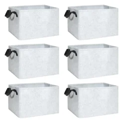 QUVIO Opbergmand Vilt - Grijs - Set van 6