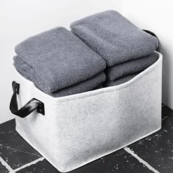 QUVIO Opbergmand Vilt - Grijs