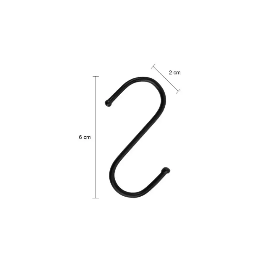 QUVIO Ophanghaken - RVS - zwart - S - 6,5 cm (h) - 10 stuks