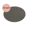 QUVIO Placemat ovaal - 32 x 45 cm - Grijs/bruin - Set van 6