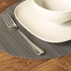 QUVIO Placemat ovaal - 32 x 45 cm - Grijs/bruin - Set van 6