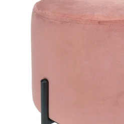 QUVIO Poef met vier metalen poten - Velvet - Vintage roze