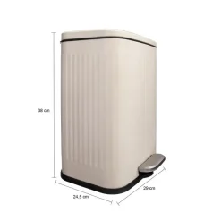 QUVIO Prullenbak 13 L - Rechthoekig afgerond - Metaal - Beige