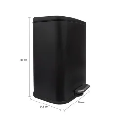 QUVIO Prullenbak 13 L - Rechthoekig afgerond - Metaal - Zwart