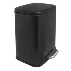QUVIO Prullenbak 13 L - Rechthoekig afgerond - Metaal - Zwart
