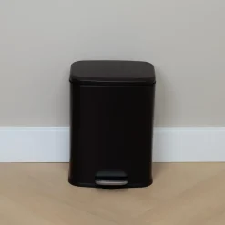 QUVIO Prullenbak 13 L - Rechthoekig afgerond - Metaal - Zwart