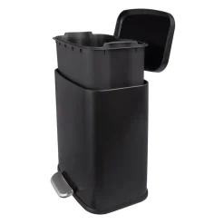 QUVIO Prullenbak 13 L - Rechthoekig afgerond - Metaal - Zwart