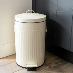 QUVIO Prullenbak retro - 12 L - Metaal - Beige