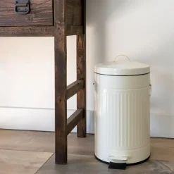 QUVIO Prullenbak retro - 12 L - Metaal - Beige