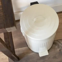 QUVIO Prullenbak retro - 12 L - Metaal - Beige