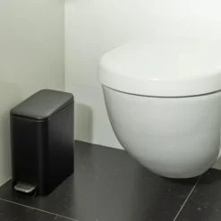 QUVIO Prullenbak vierkant - 5L - Metaal - Zwart