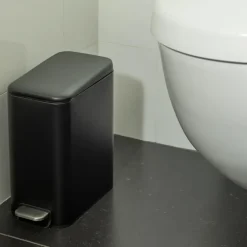 QUVIO Prullenbak vierkant - 5L - Metaal - Zwart