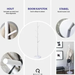 QUVIO Staande kapstok hout Wit