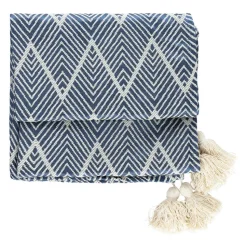 QUVIO Tafelkleed - 200 x 135 cm - Grafische print - Katoen - Grijsblauw