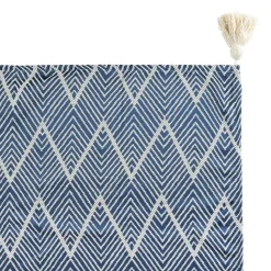 QUVIO Tafelkleed - 200 x 135 cm - Grafische print - Katoen - Grijsblauw