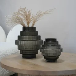 QUVIO Vaas – Glas – Grijs – Maat S