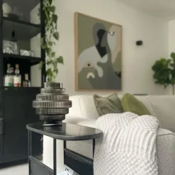 QUVIO Vaas - Glas - Grijs - Maat L