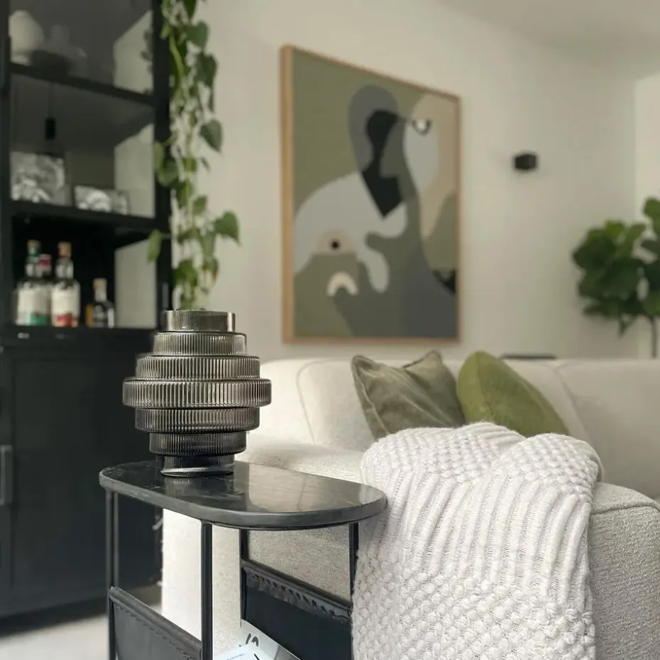 QUVIO Vaas - Glas - Grijs - Maat L