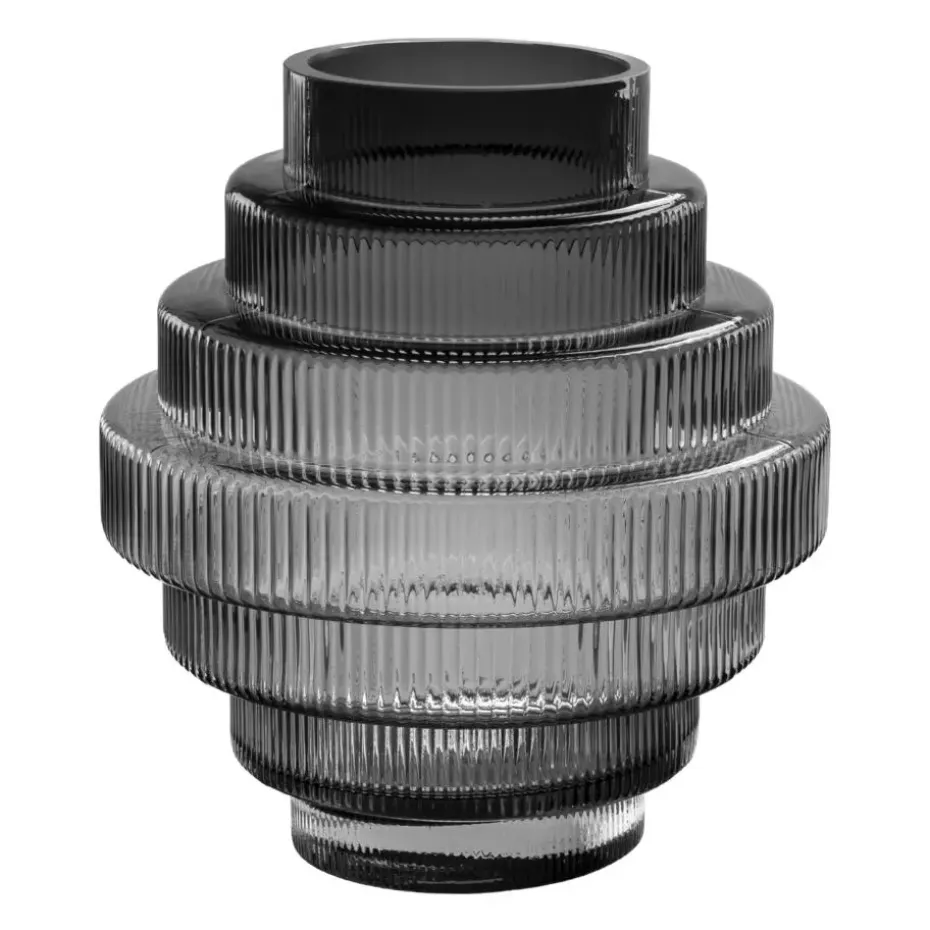 QUVIO Vaas - Glas - Grijs - Maat L