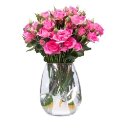 QUVIO Vaas ingedeukt - Maat S - Glas - Parelmoer