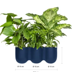 QUVIO Wand bloempot-trio plastic - Donker Blauw - POPPY