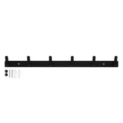 QUVIO Wandkapstok met 6 haken - Aluminium - Zwart