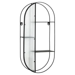 QUVIO Wandrek Mila - 3 Planken - Staal - Glas - Zwart