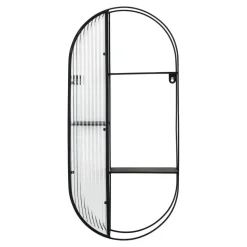 QUVIO Wandrek Mila - 3 Planken - Staal - Glas - Zwart