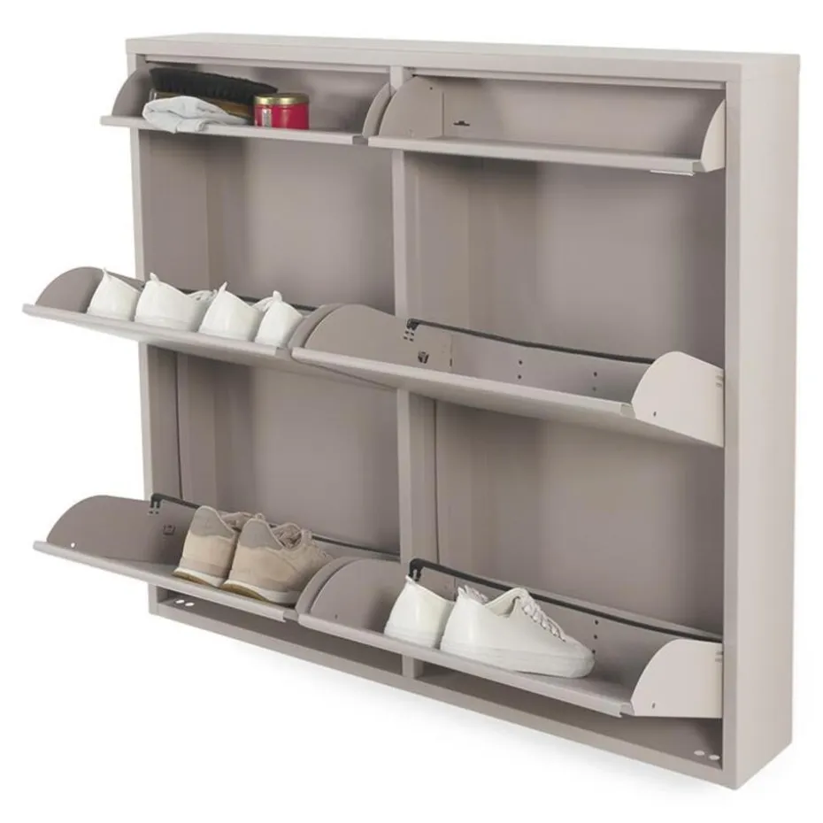 Redin Design Pippen industrieel schoenenkast 6 lade Taupe metaal 98x15x86