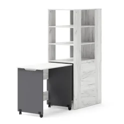 Rek met bureau Samoa-Fuji 165cm craft wit / grafiet