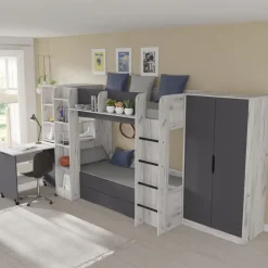 Rek met bureau Samoa-Fuji 165cm craft wit / grafiet