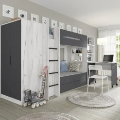 Rek met bureau Samoa-Fuji 165cm craft wit / grafiet