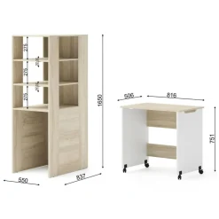 Rek met bureau Samoa-Fuji 165cm sonoma eik / mat wit