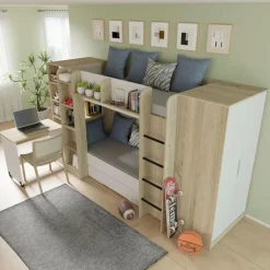 Rek met bureau Samoa-Fuji 165cm sonoma eik / mat wit