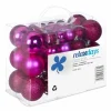 Relaxdays kerstballen - 50x - roze - 3, 4 en 6 cm -kunststof