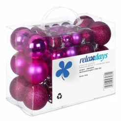 Relaxdays kerstballen - 50x - roze - 3, 4 en 6 cm -kunststof