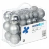 Relaxdays kerstballen - 50x st - zilver - 3, 4 en 6 cm -kunststof