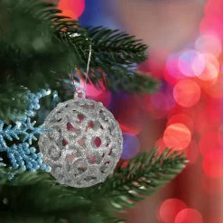 Relaxdays kerstballen - 50x st - zilver - 3, 4 en 6 cm -kunststof